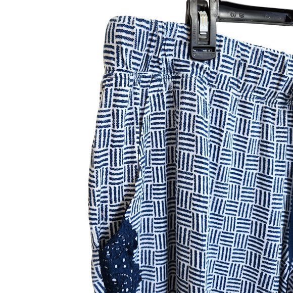 SLEEP by Cacique Blue & White Pajama Lounge Pants Jogger Hem w Lace Sz 18/20 - Picture 2 of 13